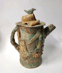 Sharon Vinciguerra Claywork Sculpted Brutalist Style Pottery Birdie Teapot