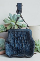 Genuine Antique Crocodile Embossed Kiss-Lock Frame Purse