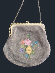 Beautiful Vintage Hand Beaded & Embroidered Metallic Bead Evening Purse Clutch Bag