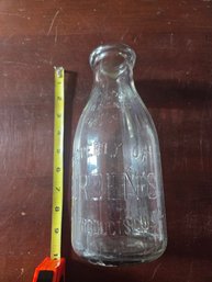 Vintage 9' Borden's Farm Products Co Quart Clear Glass Milk Bottle