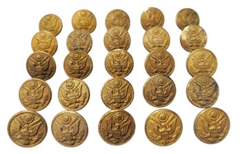 Lot Of 25 Vintage WWII Waterbury Button Co U,S Military Uniform Brass Buttons