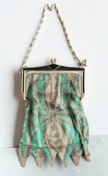 Vintage Whiting & Davis Art Deco Painted Metal Mesh Flapper Purse