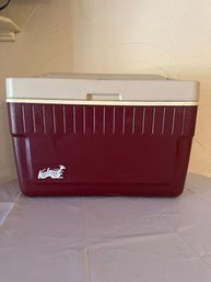 Vintage Cooler Thermos KOOLAROO Burgundy Bait Top Fisherman 21'