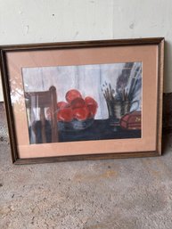 15x20 Beautiful Drawing Of Apples.  Framed.