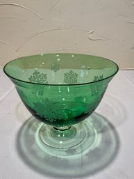 Vintage Emerald Green Compote/ Candy Pedestal Bowli