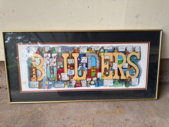 PETER PRINTS 1989 'BUILDERS' FRAMED, MATTED, LIMITED EDITION. #'D 407/750 SIGNED