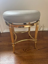 Frontgate Leather Upholstered Chrome Stool