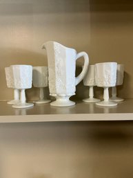 Set Of Pitcher And 6 Goblet Style Glasses
