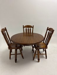 Round Wood Table With 3 Chairs