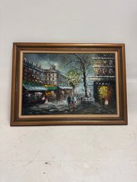 Oil Painting Depicting A Parisian Street Scene Signed Burnett