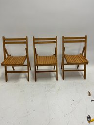 Lot Of 3 Wooden Folding Chairs