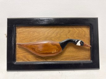 Hand-carved, Life-sized Wooden Canada Goose Sculpture.