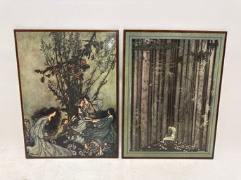 Pair Of  In The Midst Of The Gloomy Thick Wood' By Danish Artist Kay Nielsen.