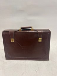 Vintage Brown  Leather Briefcase With Key