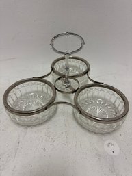 Vintage Crystal Serving Set With A Silver-plated Stand