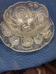 15 Piece Cut Glass Punch Bowl Set
