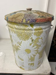 Flower  Designed Metal Garbage Can