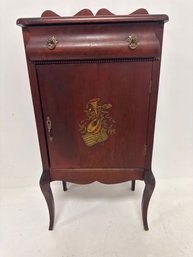 19th Century Antique Mahogany Inlaid Music Cabinet.