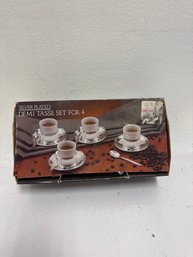 Vintage Silver-plated Demi-tasse Set For Four By Paul Revere Silversmiths