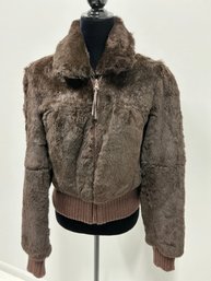 Womens Jacket With Sweater Ribbing On Bottom Hem Amd Bottom Of Sleeves