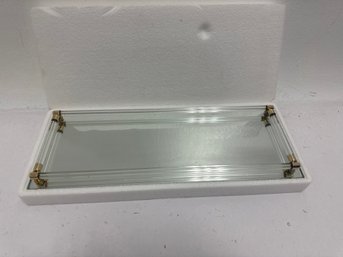 Vintage Hollywood Regency Style Brass And Lucite Vanity Mirror