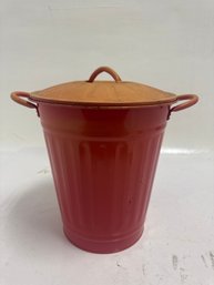 Metal Trash Can With A Lid.