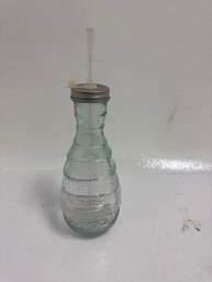 San Miguel Botella Glass Bottle With A Straw Lid.