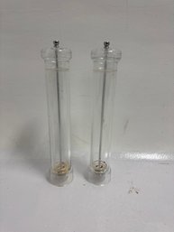 Pair Of Acrylic Salt Or Pepper Mill / Grinder.