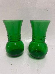 Pair Of Beautiful Green Vases