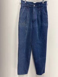 Vintage Gitano Striped Jeans With Waistline Split Embellishment