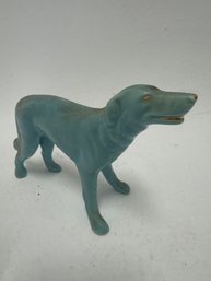 Vintage Hand-crafted Folk Art Blue Dog Sculpture