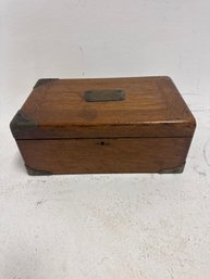 Antique English Mahogany Or Walnut Dressing Or Writing Box With Brass Mounts.