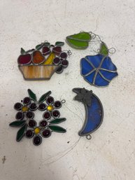 Lot Of 4 Vintage Stained Glass Suncatchers.
