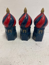 Lot Of 3 Vintage Stolichnaya Vodka Russian Onion Dome Collectible Bottles.
