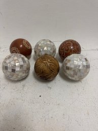 Lot Of 6 Are Decorative Spheres, Also Known As Orbs Or Bowl Fillers, Used As Home Decor Accents.
