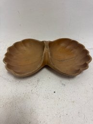 Mid-century Modern Monkey Pod Wood Scalloped Serving Bowl Or Tray.