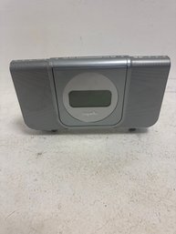 A Gray Capello CR25 CD Dual Alarm Clock Radio.