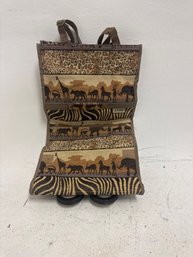 Vintage Jade African Safari Animal Print Tapestry Foldable Rolling Luggage Carry-on Bag.