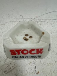 Vintage Italian Milk Glass Ashtray With 'Stock Italian Vermouth