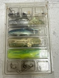 Banjo Minnow Deluxe Pro Kit, A Set Of Soft Plastic Fishing Lures And Hooks.