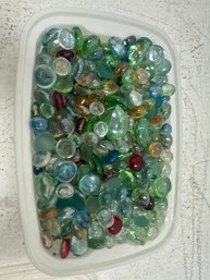 Large Lot Of Mixed Flat Glass Marbles, Also Known As Glass Gems Or Pebbles, Used As Decorative Vase Fillers Or