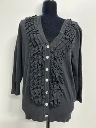 Alfani Ruffled Button Down Sweater Size XL