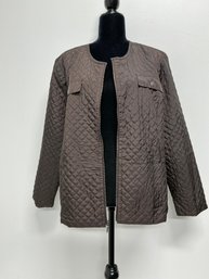Chicos Brown Lightweight Quilted Look Zip Up Jacket