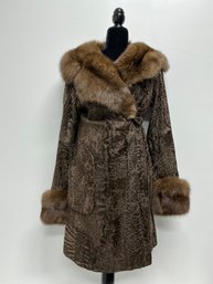Fur Collar And Cuff Coat No Belt