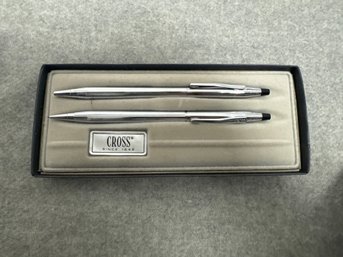Cross Classic Century Lustrous Chrome Ballpoint Pen And Mechanical Pencil Set.