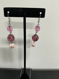 Pink Color Dangle Earrings 1 Pair