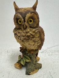 Vintage Ethan Allen Great Horned Owl Porcelain Figurine 8' Tall #3203