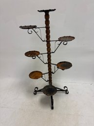 Vintage Spanish Gothic Revival Wrought Iron Rotating Plant Stand.