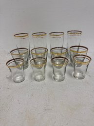 Libby Brand Mid-century Modern Gold-rimmed Barware Glasses