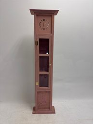 Pink Wooden Grandfather Clock, Also Referred To As A Longcase Clock Or Floor Clock